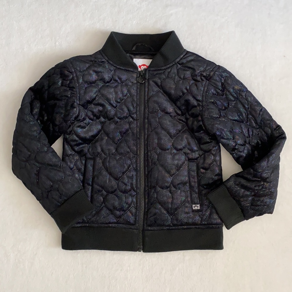 Appaman | Nikki Bomber Jacket Quilted Shiny Metallic Black Hearts A5NSJ-BHT (8) - Picture 17 of 17